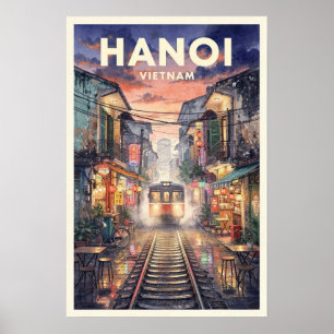 Hanoi Vietnam Vintage Reise Poster
