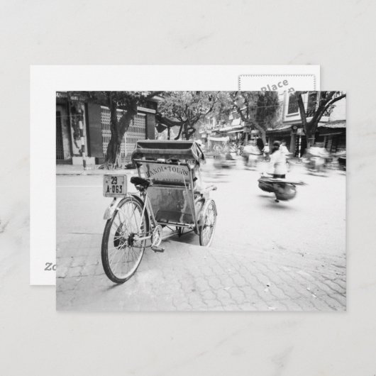 Hanoi Vietnam, Zyklo in altem Hanoi Postkarte (Vorne/Hinten)