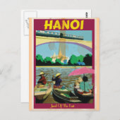Hanoi Vintage Reiseplakat Postkarte (Vorne/Hinten)