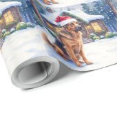 Hanoverian Scenthound Snowy Forest Cabin Santa Hat Geschenkpapier (Rolleneckpunkt)