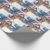 Hanoverian Scenthound Snowy Forest Cabin Santa Hat Geschenkpapier (Ecke)