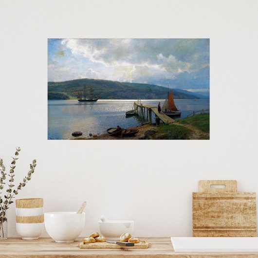 Hans Gude The Jetty in Feste bei Moss Poster (Küche)