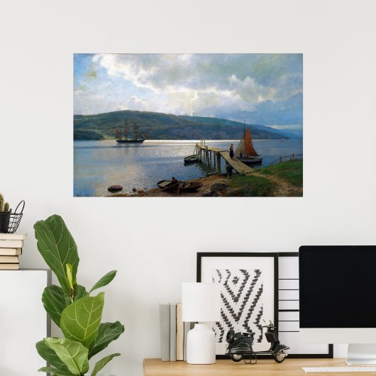 Hans Gude The Jetty in Feste bei Moss Poster (Heimbüro)