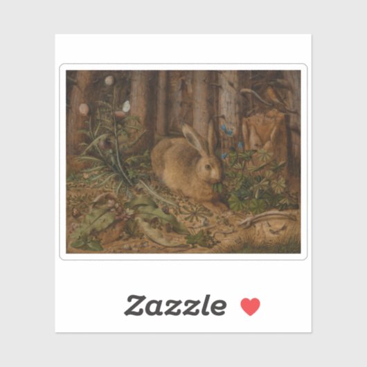 Hans Hoffmann - Ein Hase im Wald Aufkleber (Blatt)