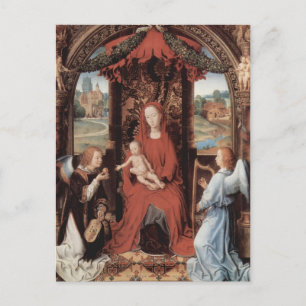 Hans Memling-Madonna, Kind begeistert von Engeln Postkarte