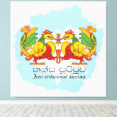 Hansa Puttuwa – Two Entwined Swans Leinwanddruck (Insitu (Holzboden))