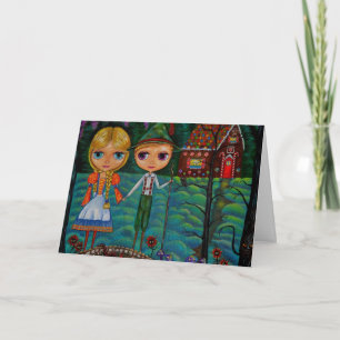 Hansel and Gretel Dolls Gingerbread House Feiertagskarte