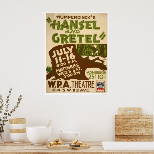 Hansel & Gretel Play 1937 WPA Poster (Küche)