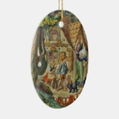 Hansel und Gretel an der Hexe-Hütte Keramikornament (Rechts)