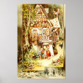 Hansel und Gretel an der Hütte Gingerbread Poster (Vorne)