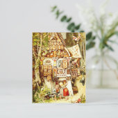Hansel und Gretel an der Hütte Gingerbread Postkarte (Stehend Vorderseite)