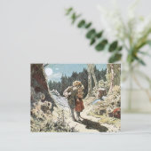 Hansel und Gretel auf dem Pfad im Mondlicht Postkarte (Stehend Vorderseite)