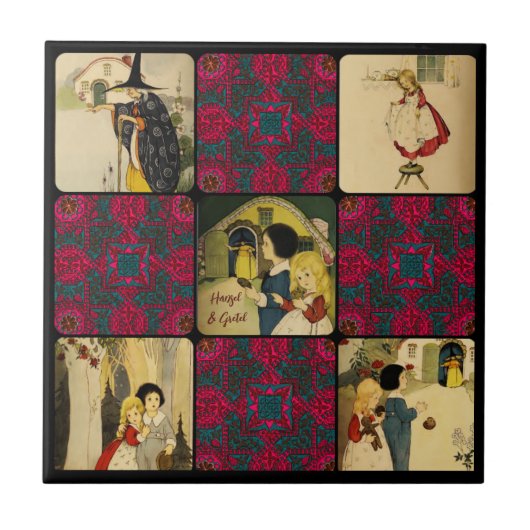 Hansel und Gretel Collage Keramik Tile Fliese (Vorderseite)