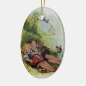 Hansel und Gretel, die im Holz schlafen Keramikornament (Links)
