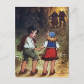 Hansel und Gretel gehen in den Wald Postkarte (Vorderseite)
