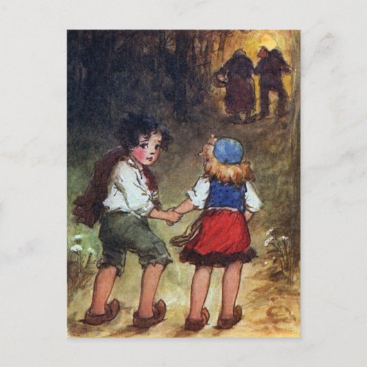 Hansel und Gretel gehen in den Wald Postkarte (Vorderseite)