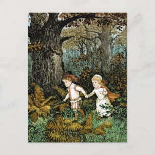 Hansel und Gretel Illustration Postkarte