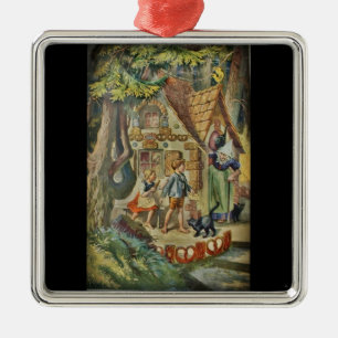 Hänsel und Gretel im Hexenhäuschen Ornament Aus Metall
