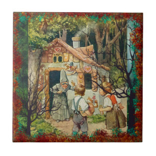 Hänsel und Gretel in den Wald   Keramikfliese