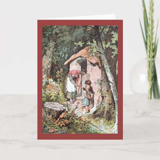 Hansel und Gretel mit der bösen Hexe Karte (Vorderseite)