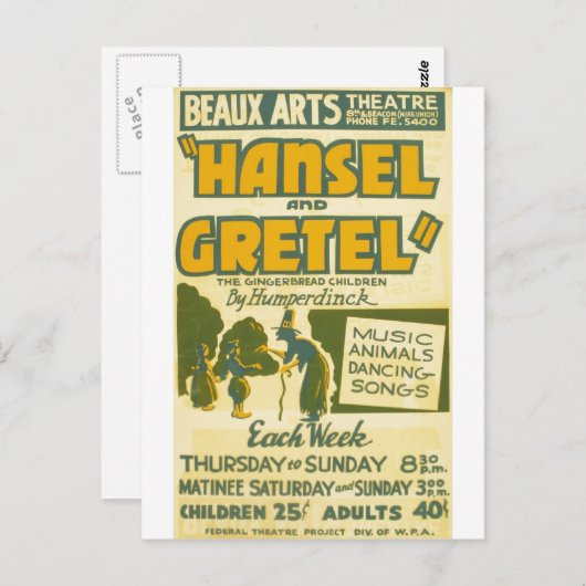 Hansel und Gretel - Oper von Engelbert Humperdinck Postkarte (Vorne/Hinten)