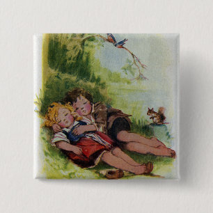 Hänsel und Gretel schlafen im Wald Button