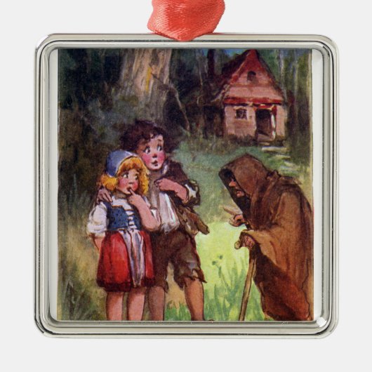 Hansel und Gretel treffen die Hexe Ornament Aus Metall (Vorne)