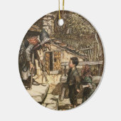 Hansel und Gretel treffen sich zur Hexe Keramik Ornament (Links)