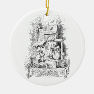 Hansel und Gretel treffen sich zur Hexe Keramikornament