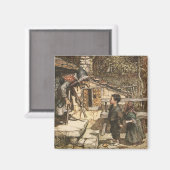 Hansel und Gretel treffen sich zur Hexe Magnet (Vorderseite/Rückseite)