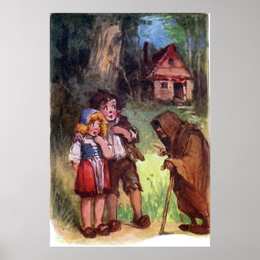 Hansel und Gretel treffen sich zur Hexe Poster (Vorne)