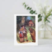 Hansel und Gretel treffen sich zur Hexe Postkarte (Stehend Vorderseite)