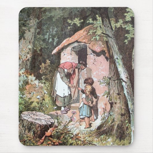 Hansel und Gretel und die Hexe an der Tür Mousepad (Vorne)