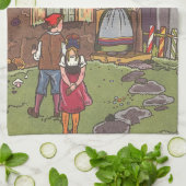 Hansel und Gretel, Vintage Märchen von Hauman Geschirrtuch (Gefaltet)