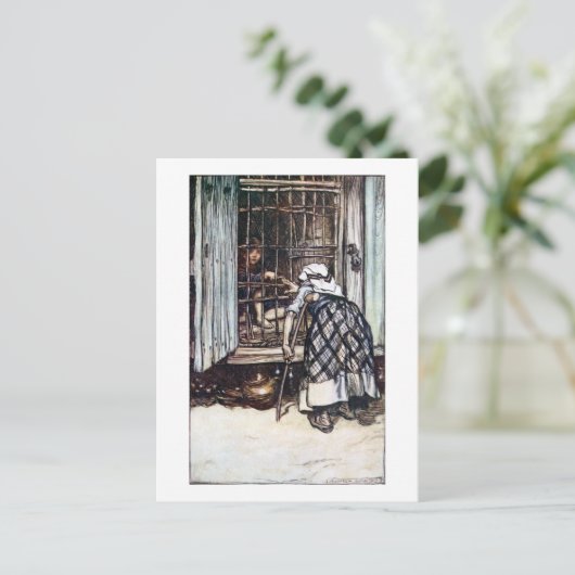 Hänsel von der Hexe gezähmt Postkarte (Stehend Vorderseite)