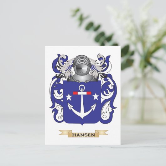 Hansen-(Dänemark)-Wappen (Familienwappen) Postkarte (Stehend Vorderseite)