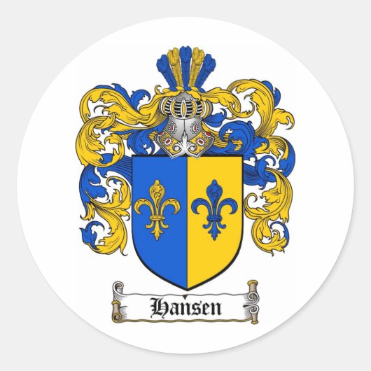 HANSEN-FAMILIENWAPPEN - HANSEN-SCHUTZ VON WAFFEN RUNDER AUFKLEBER (Vorderseite)