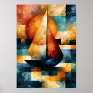 Hansen Sunset-Reise Japanisches Geometrisches Sege Poster