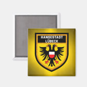 Hansestadt Lübeck Flag Magnet (Vorderseite/Rückseite)