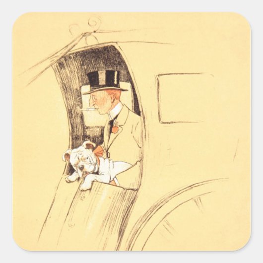 Hansom Cab Quadratischer Aufkleber (Vorderseite)