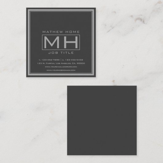 Hansom Gray & Dark Gray Beruflich Quadratische Visitenkarte (Vorne/Hinten)