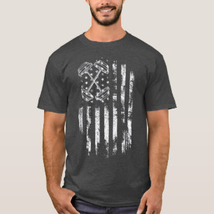 Hantel-Amerikanische-Flagge-Workout-Gym T-Shirt