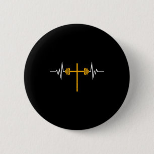 Hantel Kreuz Hantel Jesus Lustig Christlich Workou Button