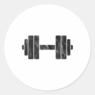 Hantel-Minimalismus - Gewichtheben und Bodybuildin Runder Aufkleber