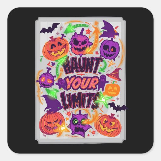 Hantieren Sie Ihre Grenzen Neon Halloween Quadratischer Aufkleber (Vorderseite)