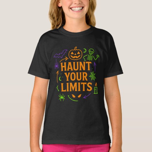 Hantieren Sie Ihre Grenzen Neon Halloween T-Shirt (Vorderseite)