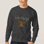 Hanukah Menorah Baum Besticktes Sweatshirt<br><div class="desc">Hanukkah Design verfügt über einen Baum mit Zweigen von hellen Kerzen und schafft eine einzigartige Menorah.</div>