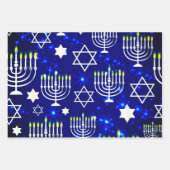 Hanukah Menorah-Muster Geschenkpapier Set (Vorderseite)