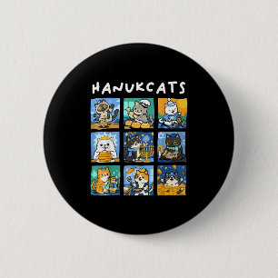 Hanukcats Hanukkah Katzen Menorah Jüdisch Chanukah Button