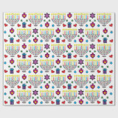 Hanukiah Hanukkah Menorah farbenfroher Spaß Geschenkpapier (Flach)